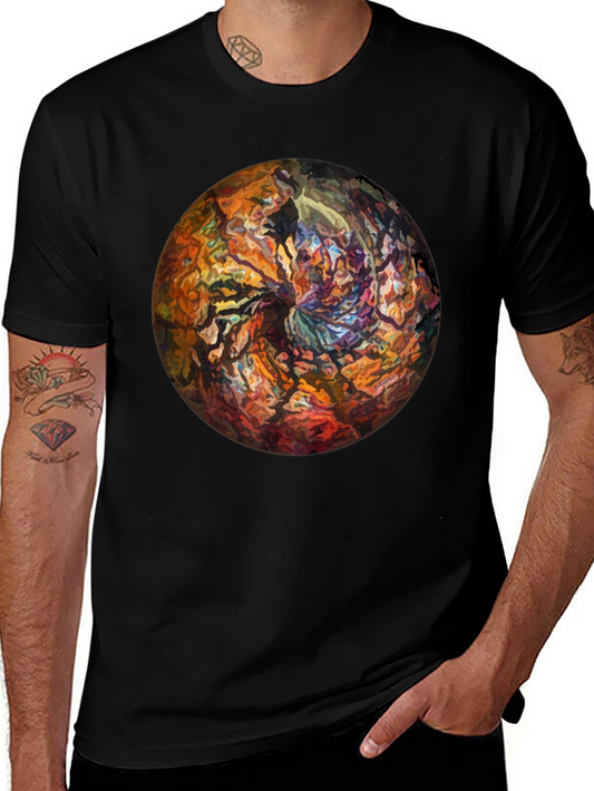 Abstract Circle Graphic Black T-Shirt