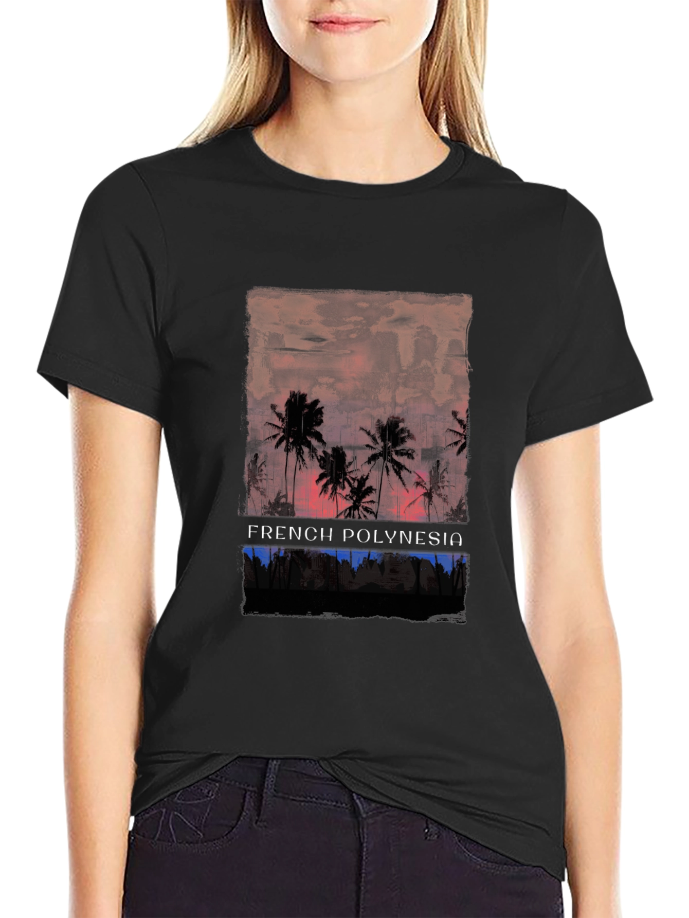 French Polynesia Palm Tree Graphic T-Shirt
