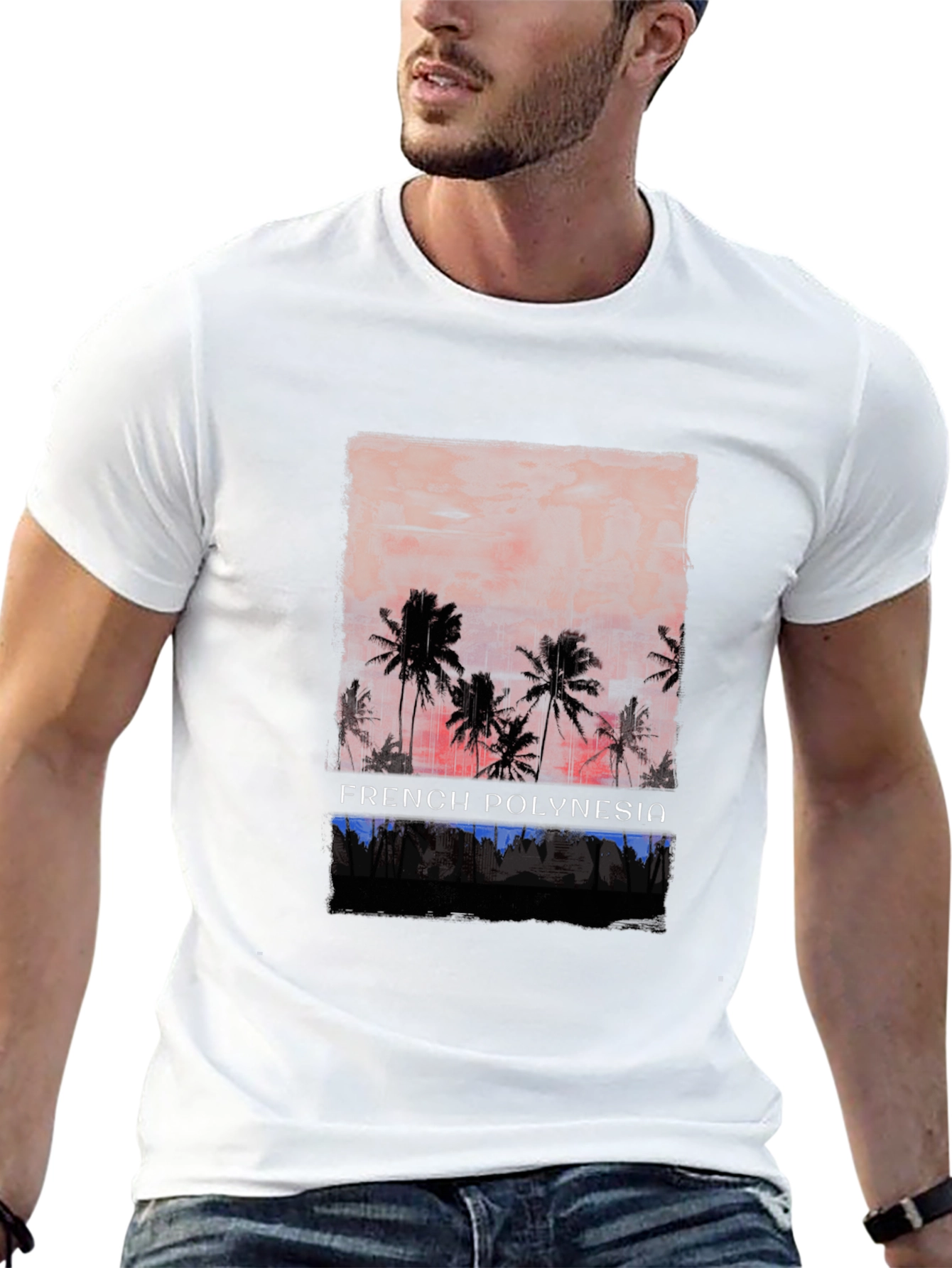 French Polynesia Palm Tree Graphic T-Shirt