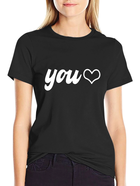 You Heart Graphic Black Crew Neck T-Shirt