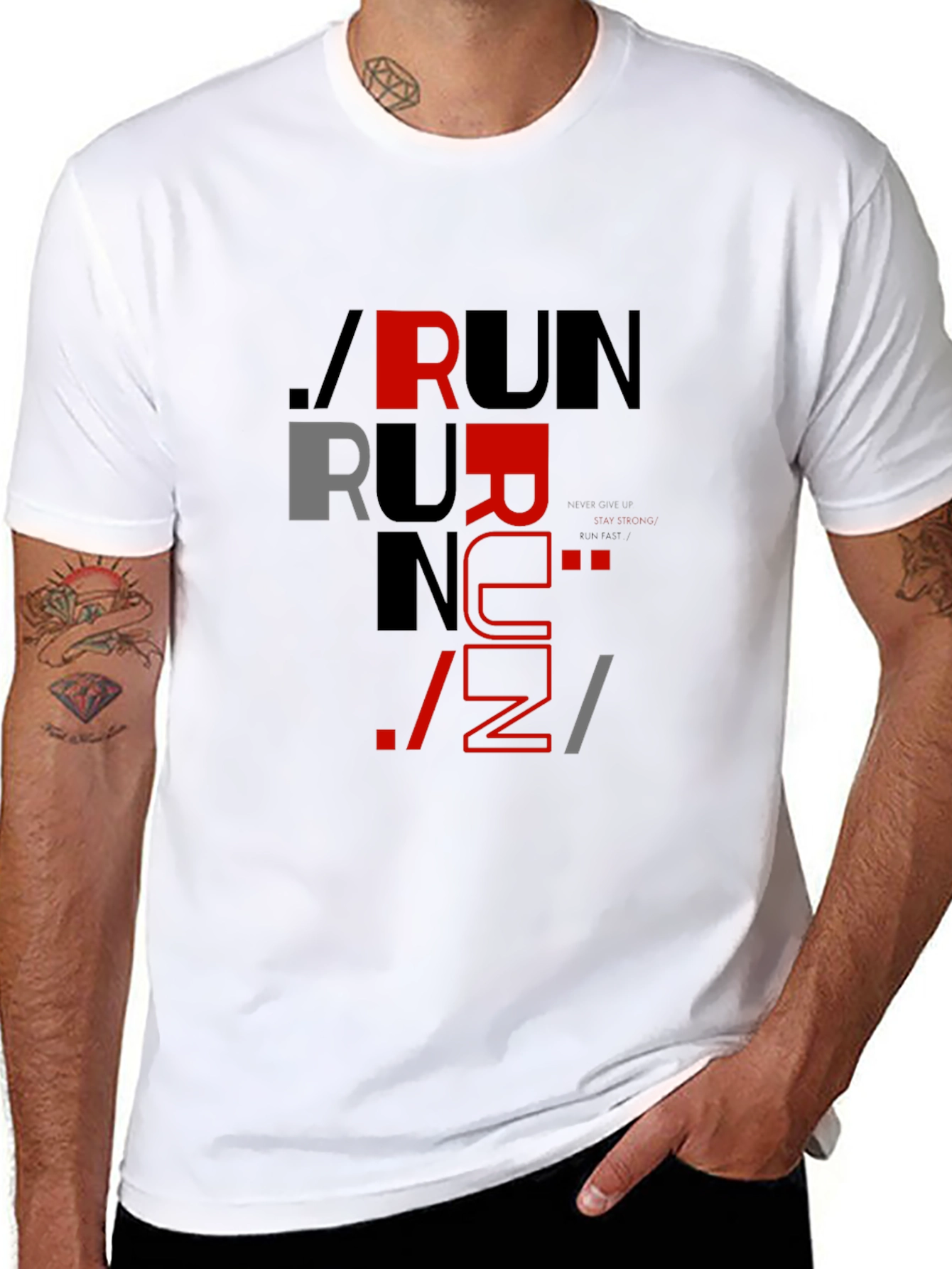 Stylish RUN Graphic Print T-Shirt