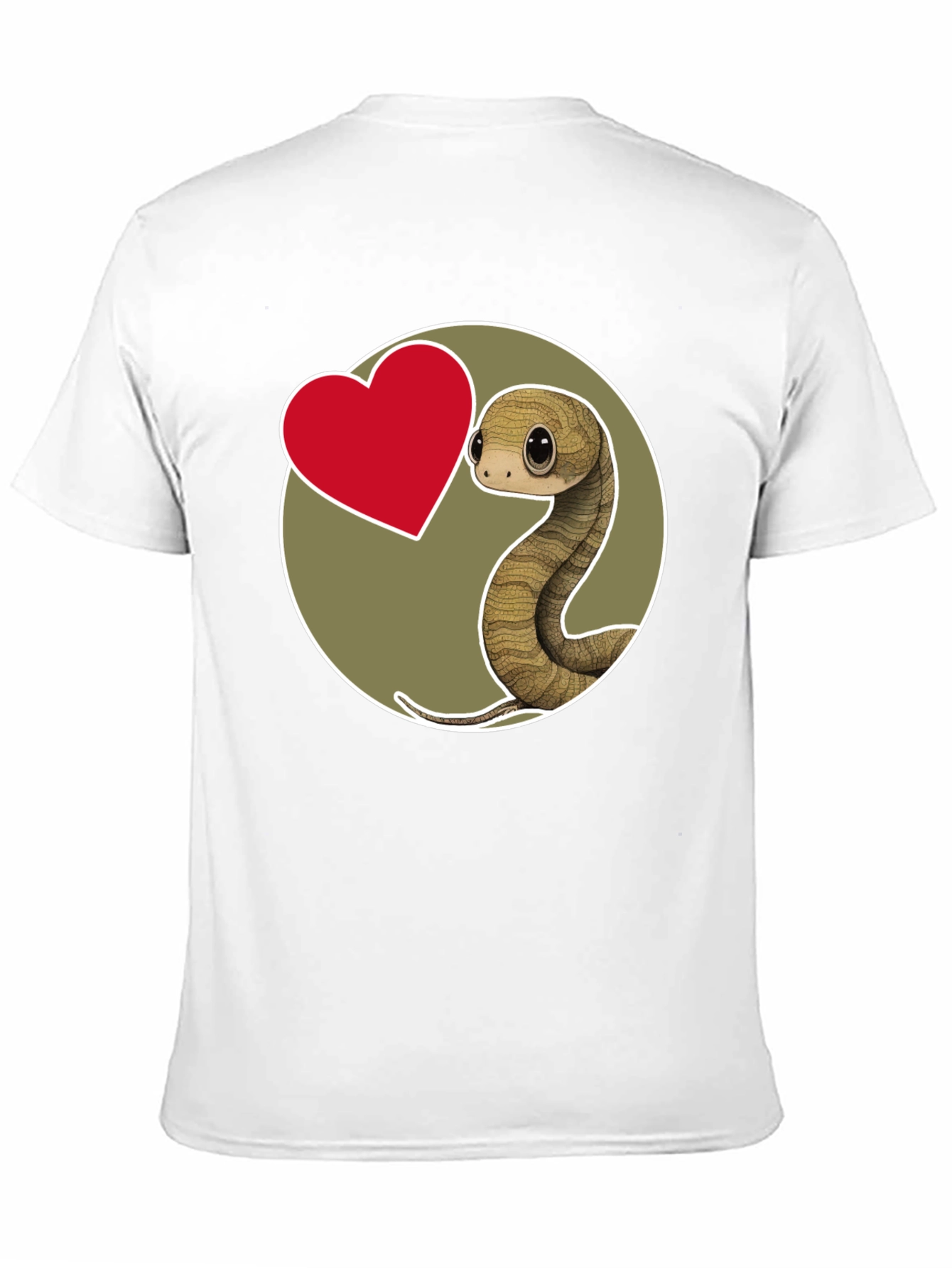 Cute Snake Heart Graphic T-Shirt - Black Cotton Blend
