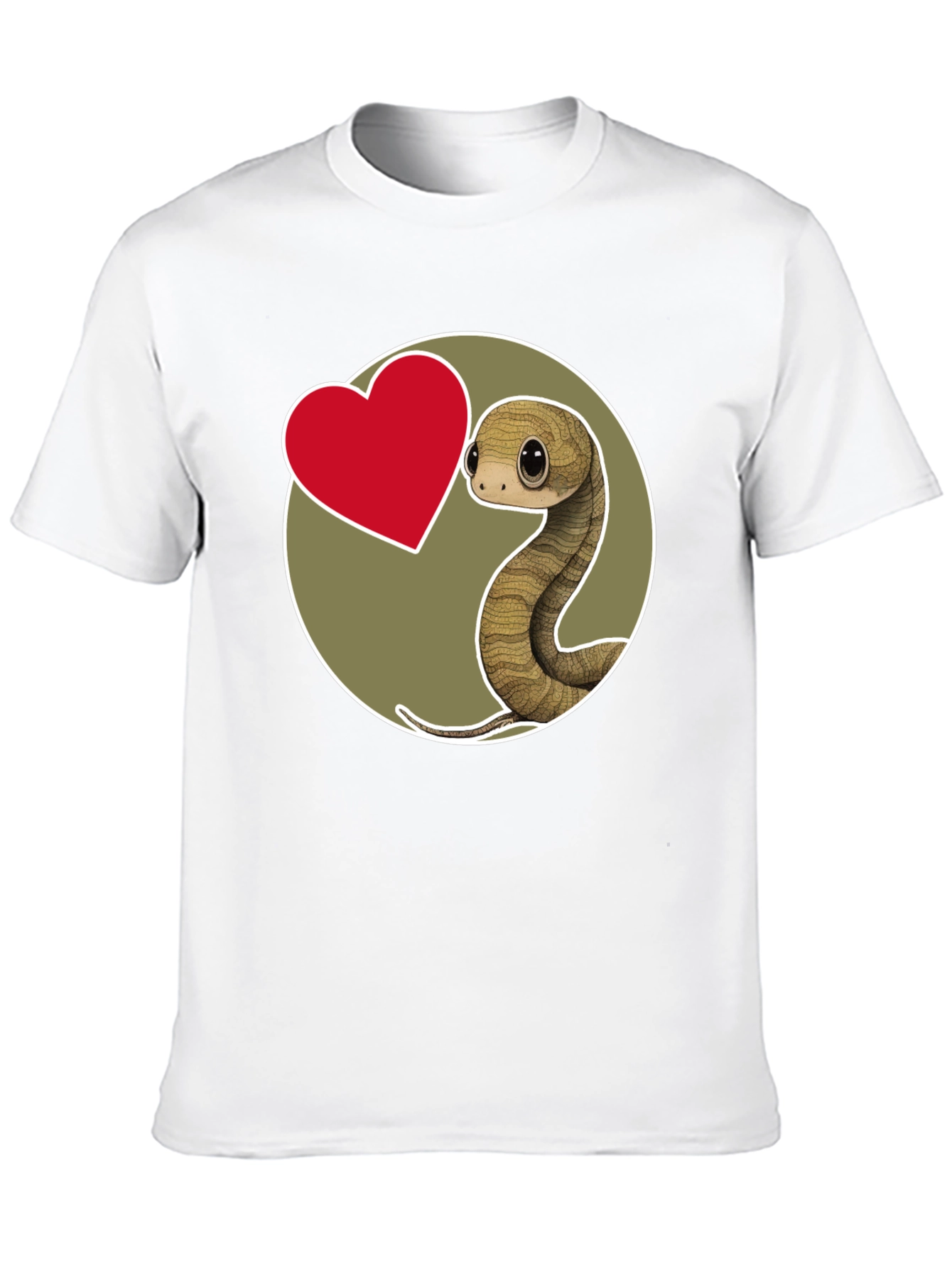 Cute Snake Heart Graphic T-Shirt - Black Cotton Blend