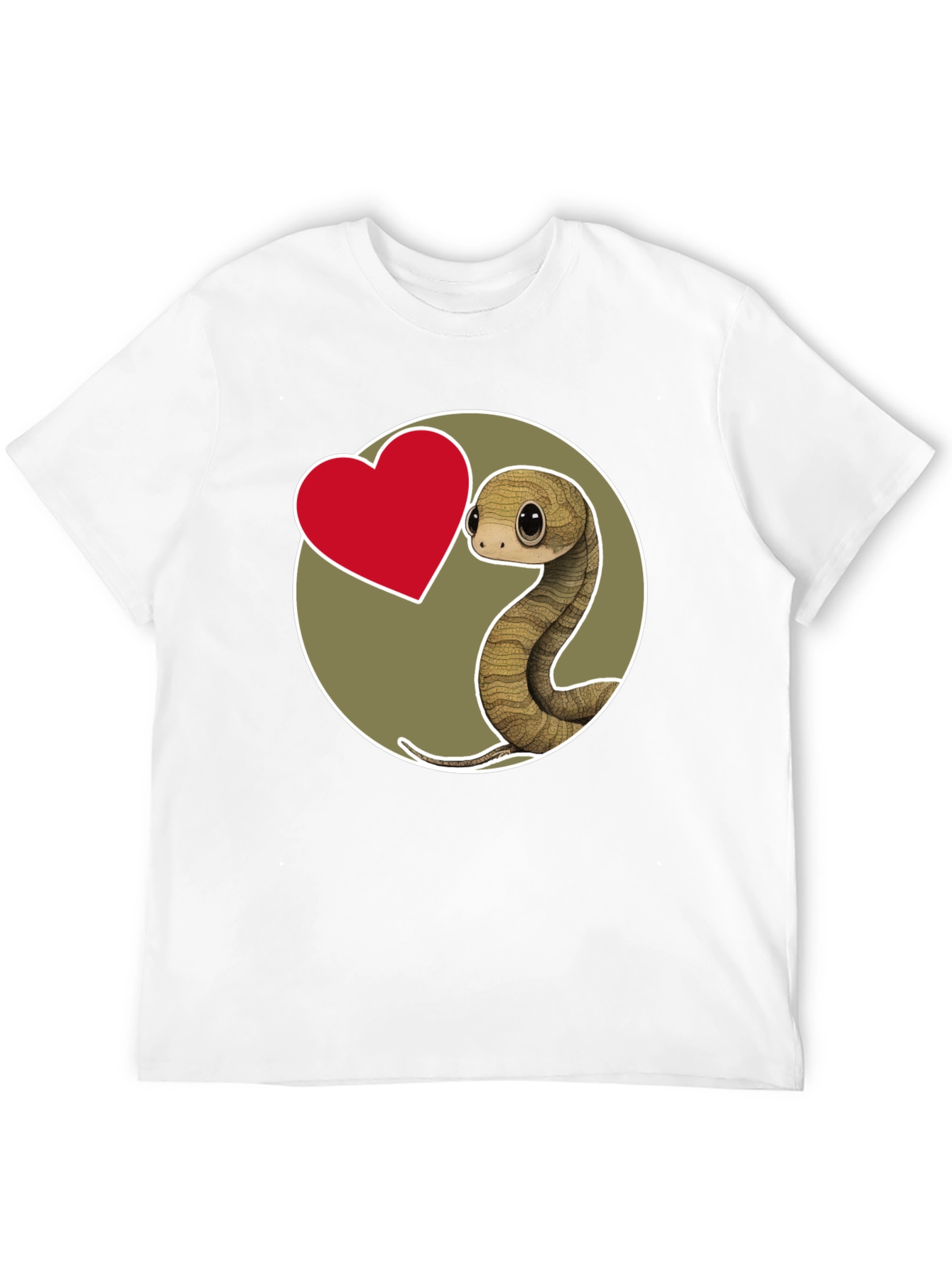 Cute Snake Heart Graphic T-Shirt - Black Cotton Blend