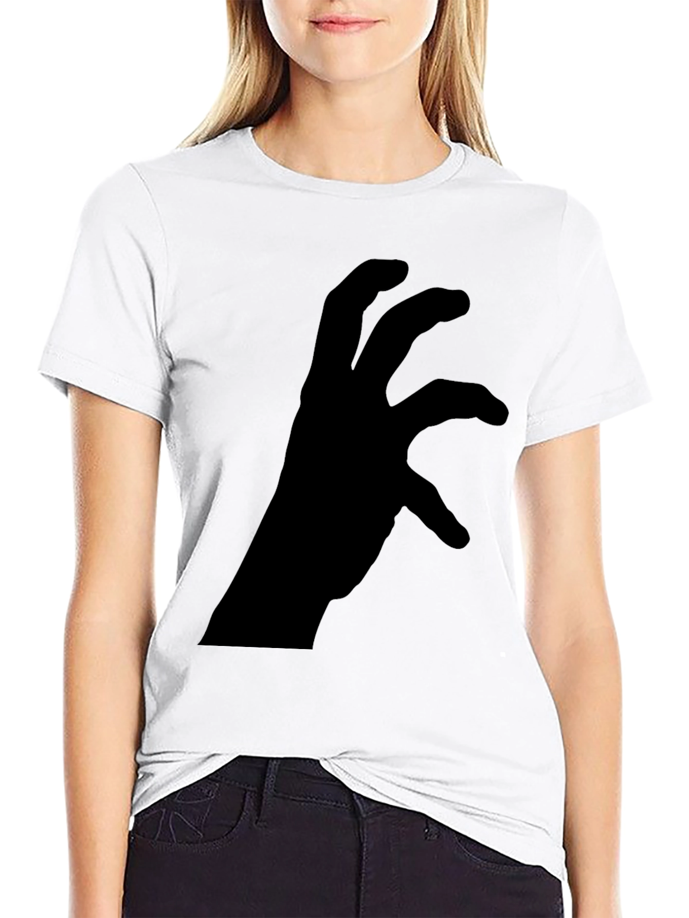 Mens Black Graphic Tee - Hand Silhouette Design