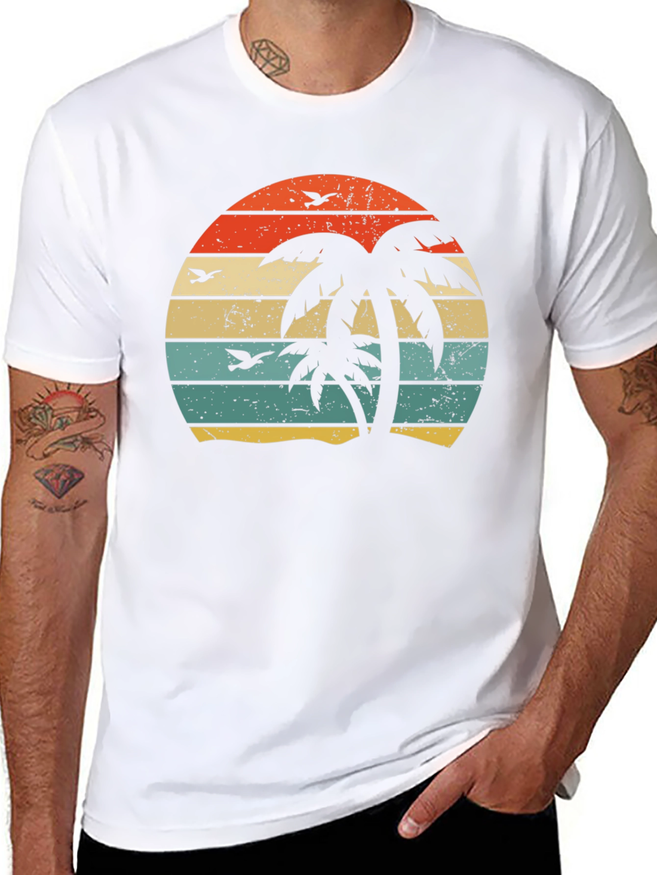 Retro Palm Tree Sunset Graphic Tee