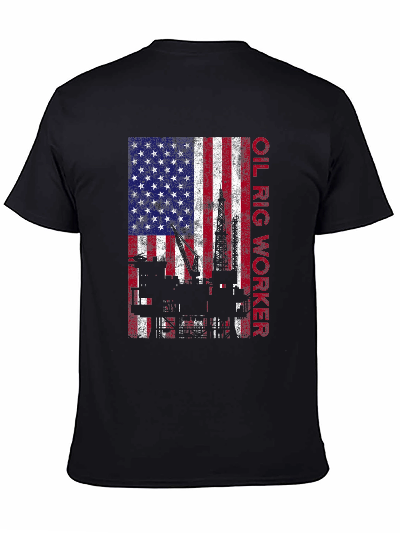 Oil Rig Worker American Flag Graphic Tee