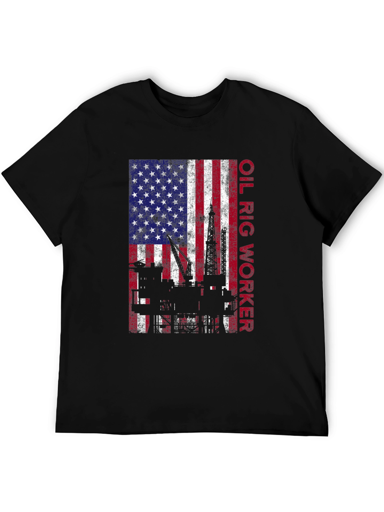 Oil Rig Worker American Flag Graphic Tee