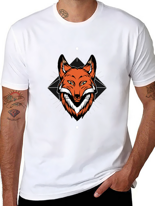 Mens Black T-Shirt with Fox Graphic Print