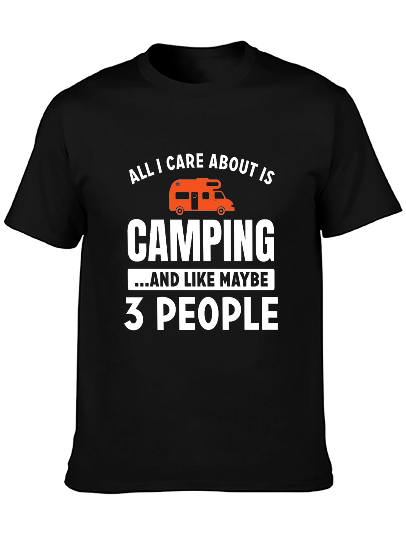 Camping and 3 People Black Graphic T-Shirt