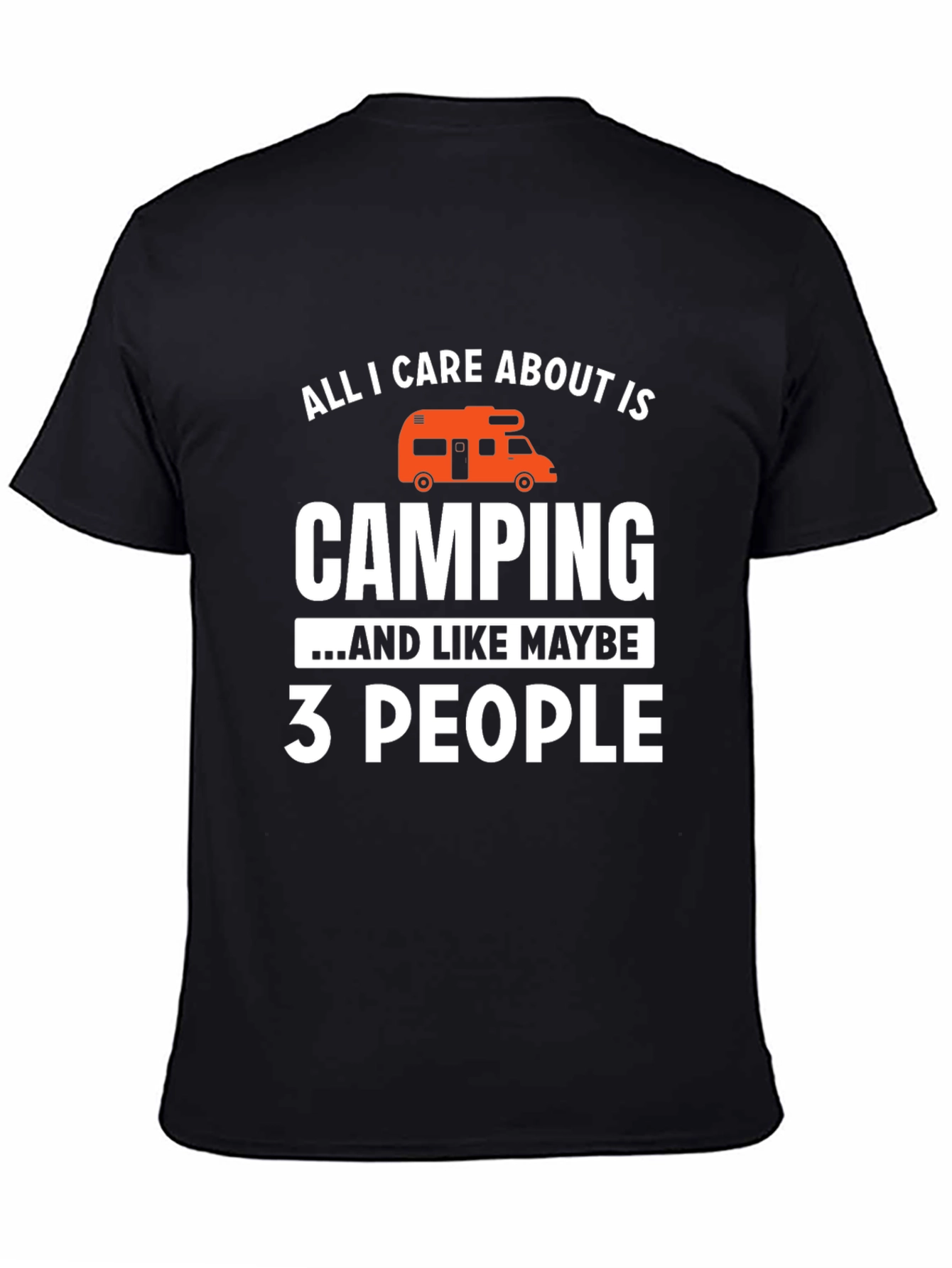 Camping and 3 People Black Graphic T-Shirt