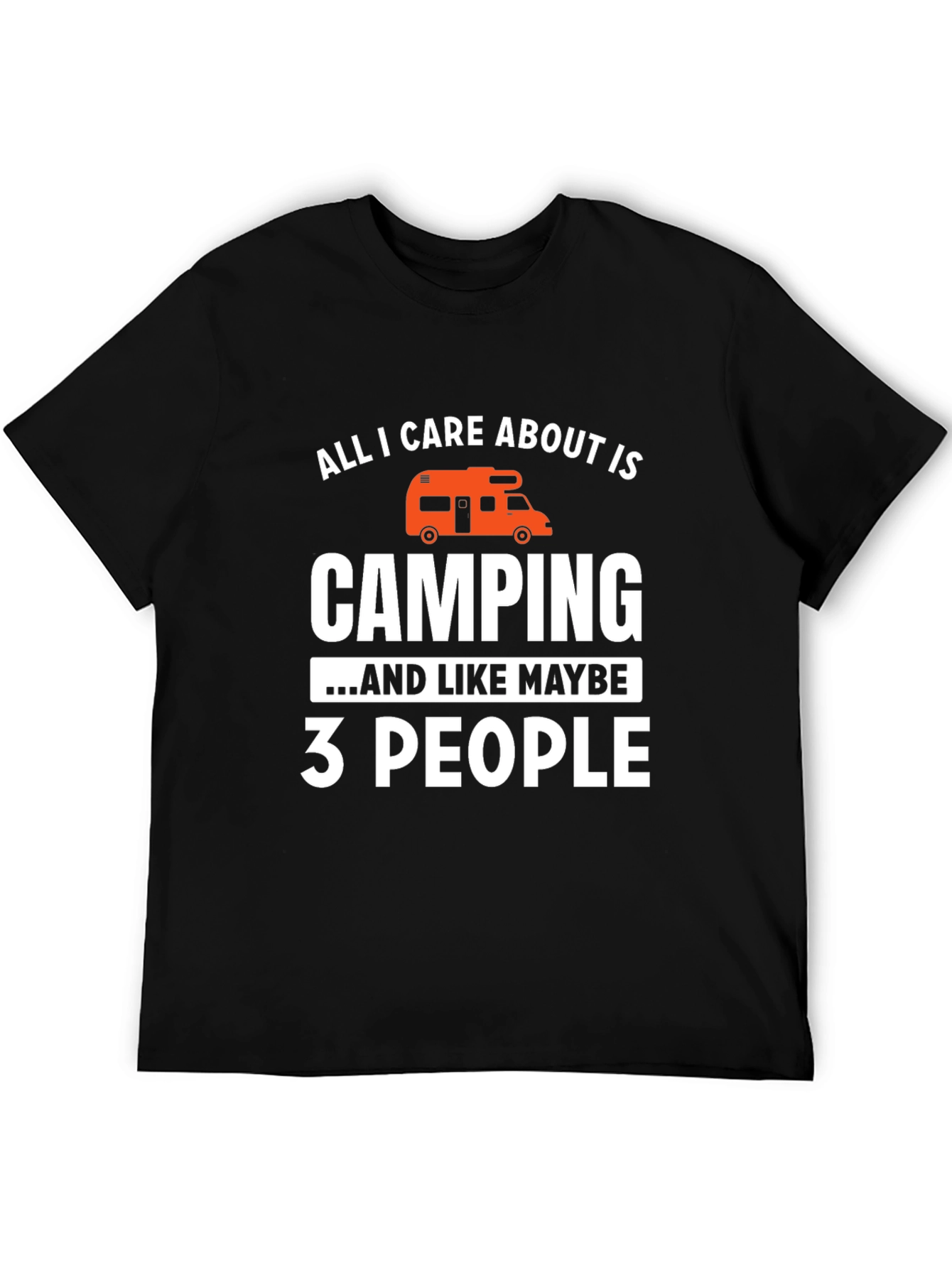 Camping and 3 People Black Graphic T-Shirt