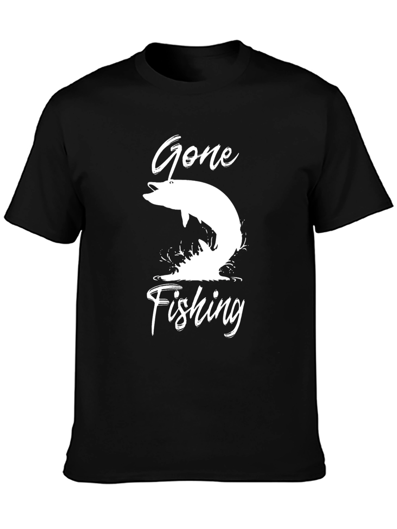 Gone Fishing Graphic Tee - Black Cotton T-Shirt