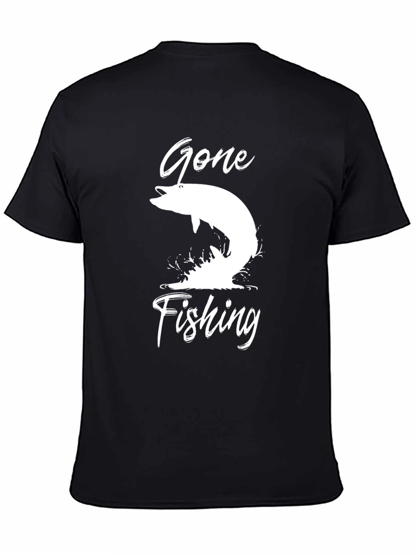 Gone Fishing Graphic Tee - Black Cotton T-Shirt