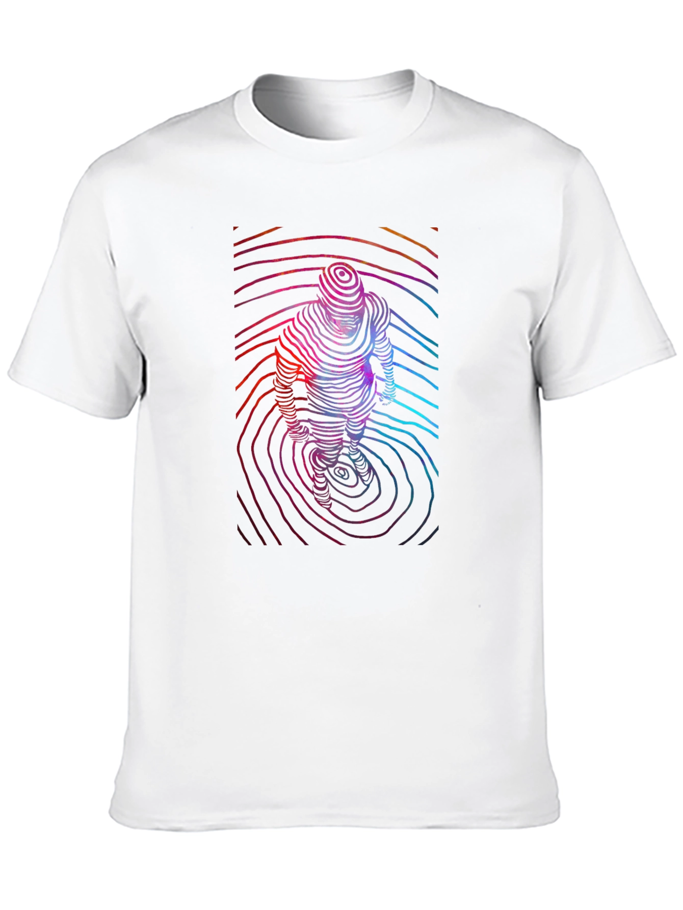Abstract Topographic Figure Print Mens Black Tee