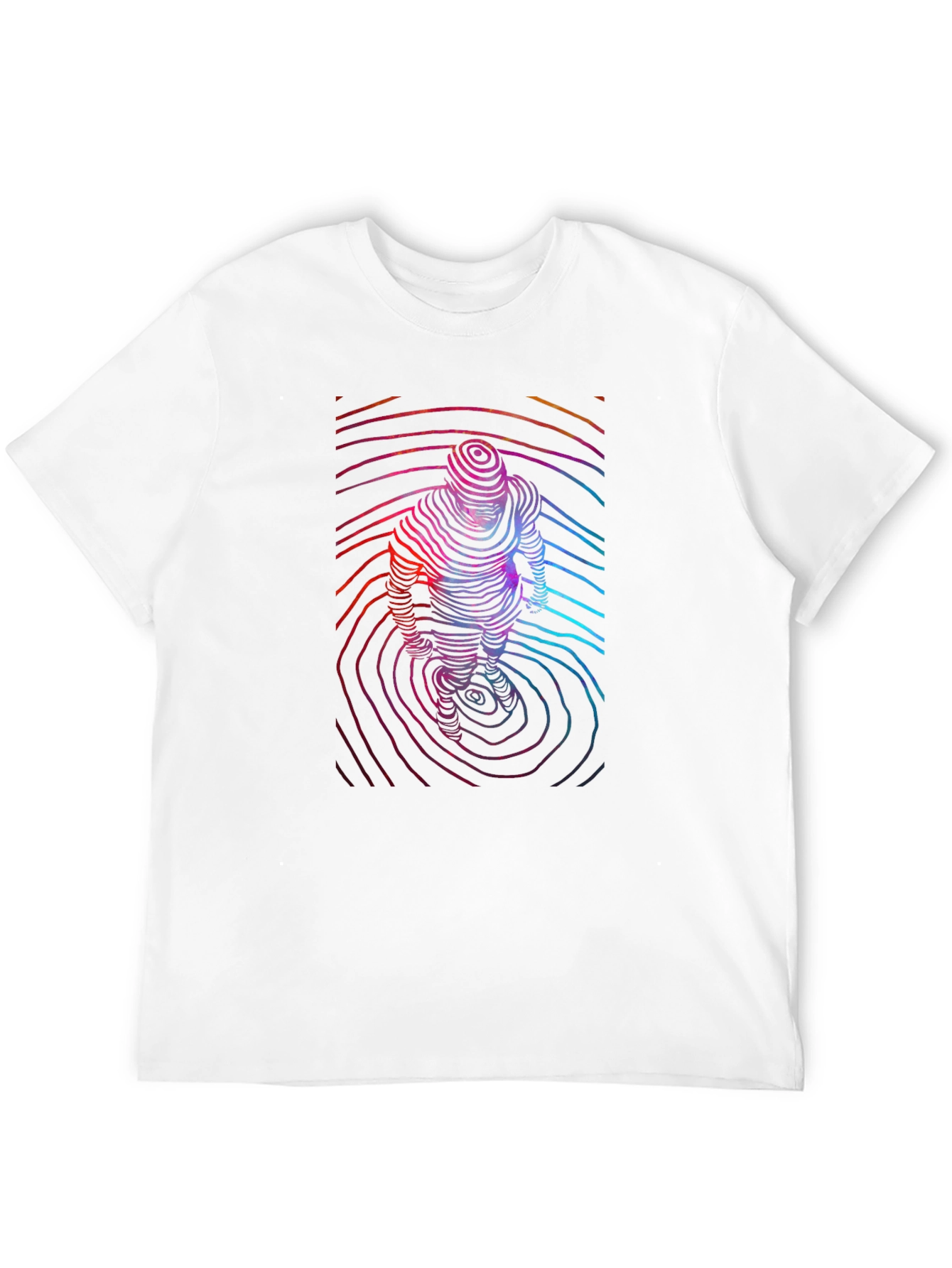 Abstract Topographic Figure Print Mens Black Tee