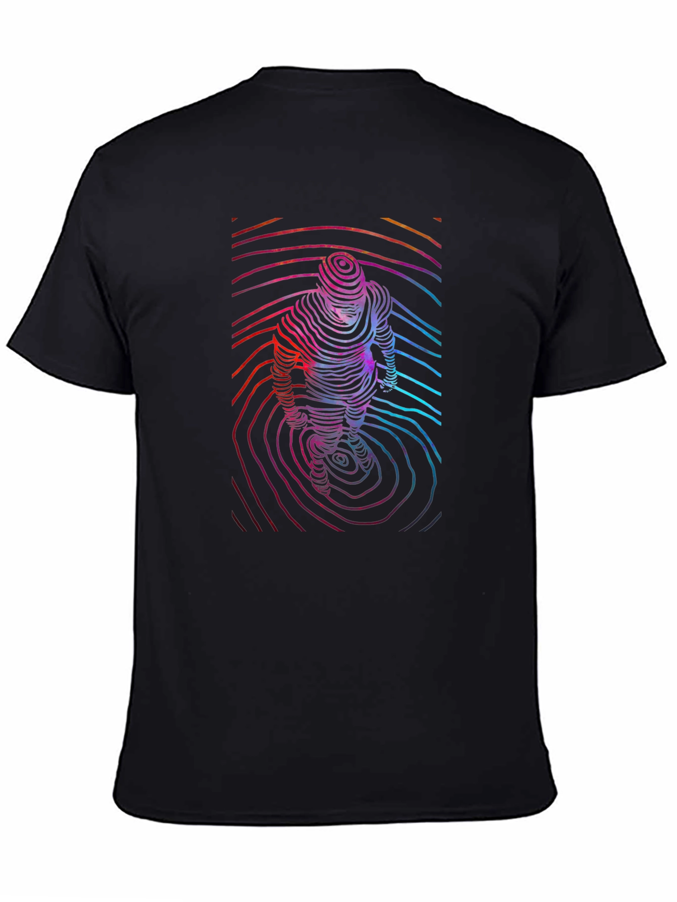 Abstract Topographic Figure Print Mens Black Tee