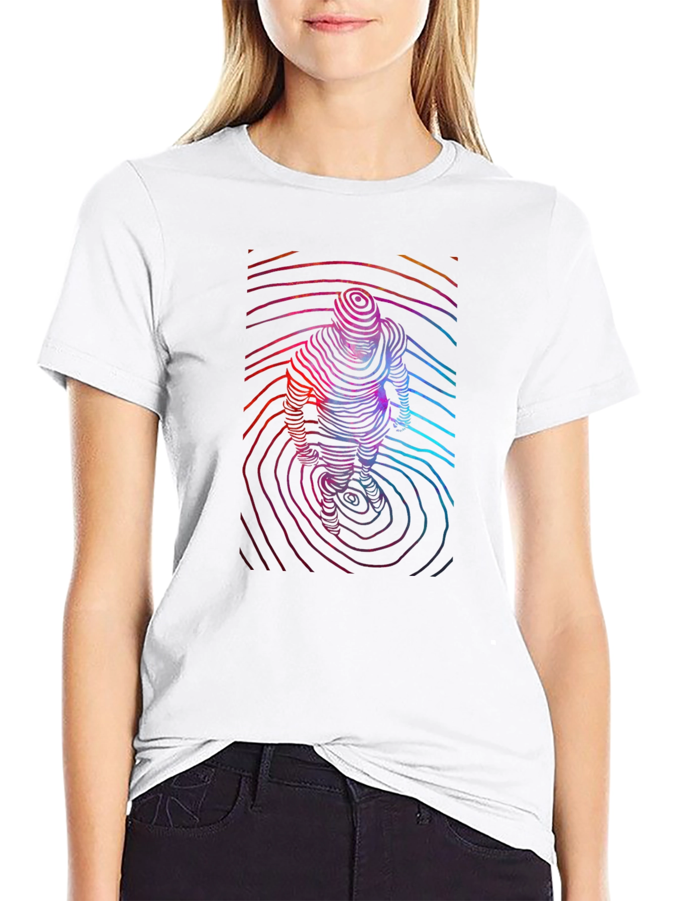 Abstract Topographic Figure Print Mens Black Tee