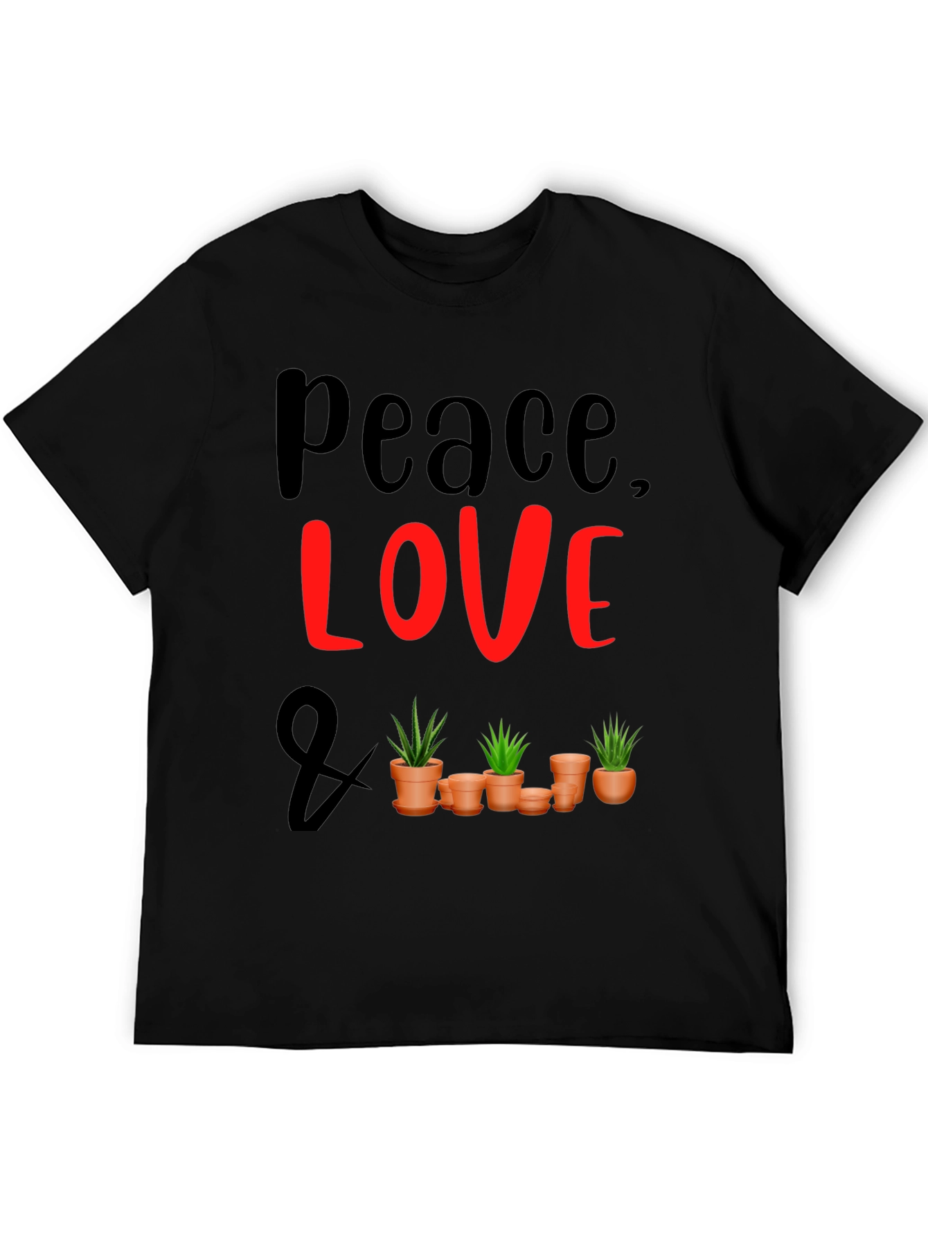 Peace Love & Plants Graphic Tee - Black