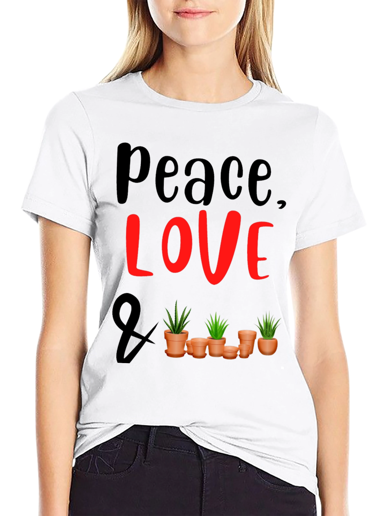 Peace Love & Plants Graphic Tee - Black