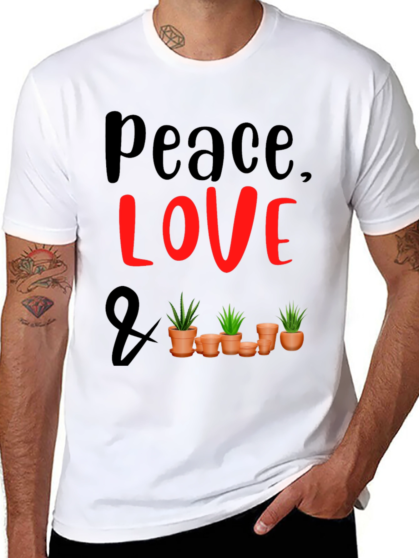 Peace Love & Plants Graphic Tee - Black