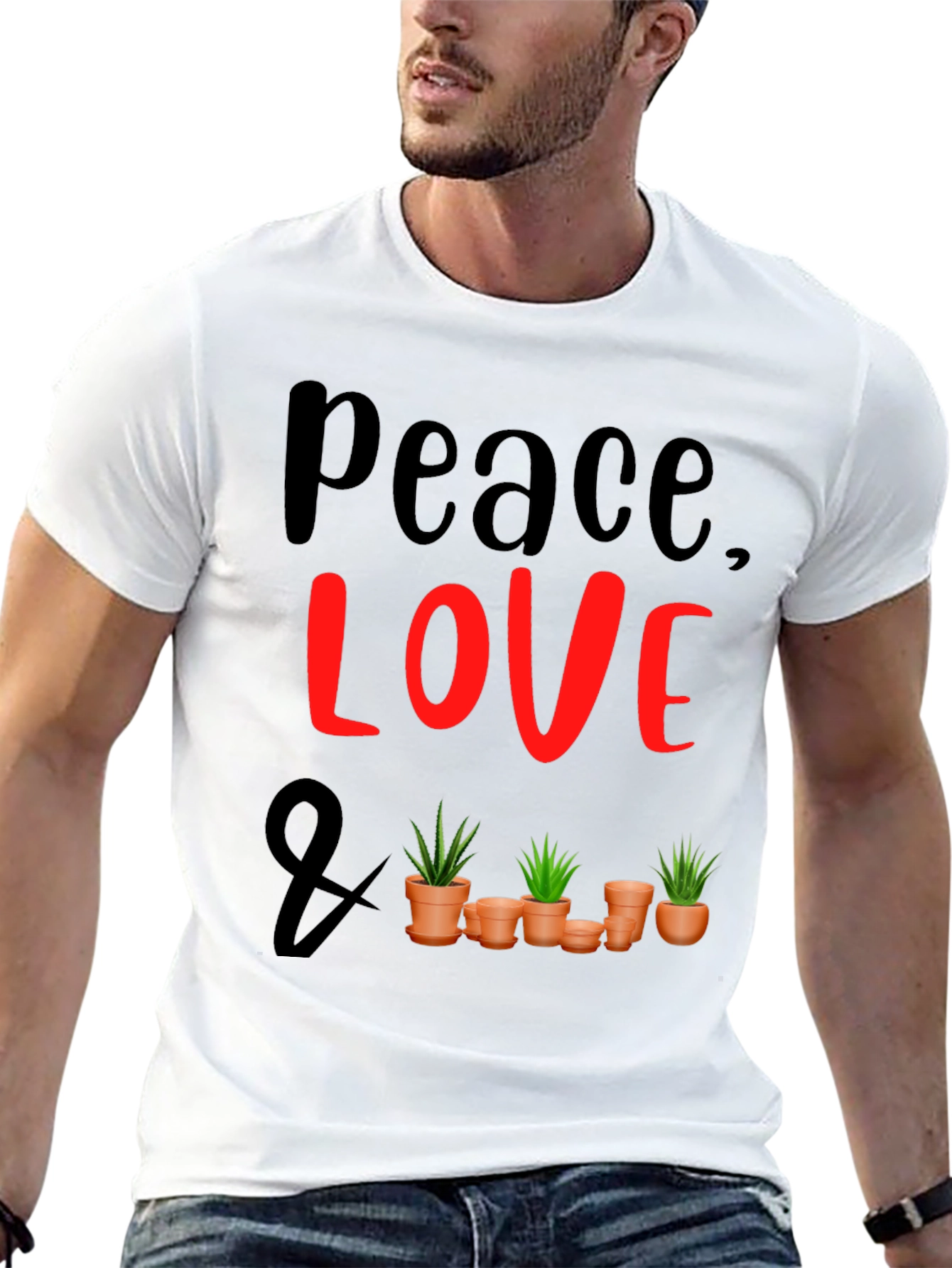 Peace Love & Plants Graphic Tee - Black