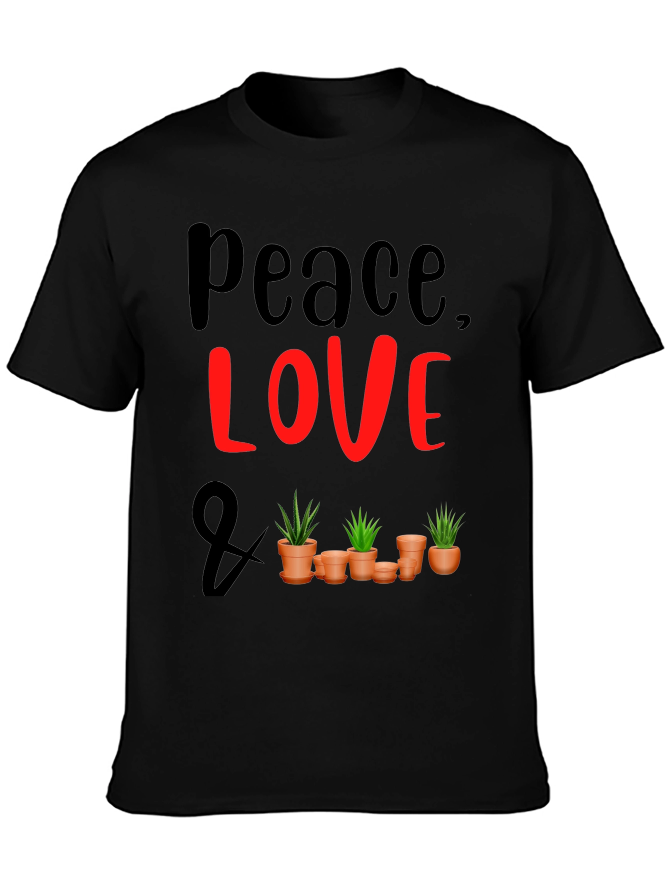 Peace Love & Plants Graphic Tee - Black