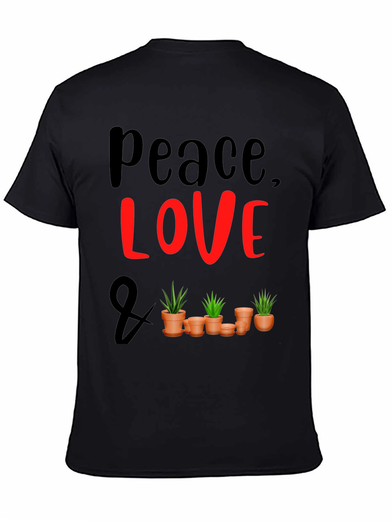 Peace Love & Plants Graphic Tee - Black