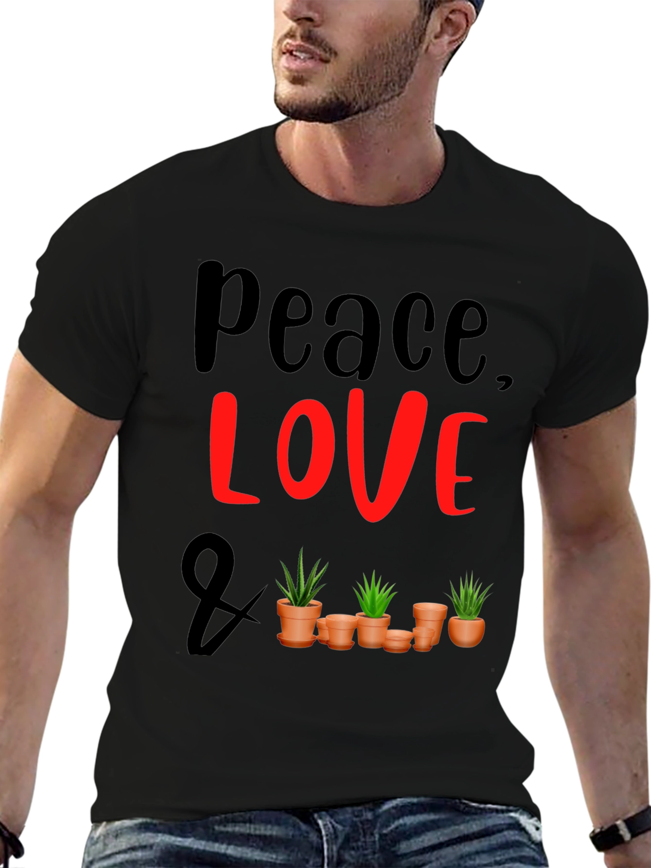 Peace Love & Plants Graphic Tee - Black