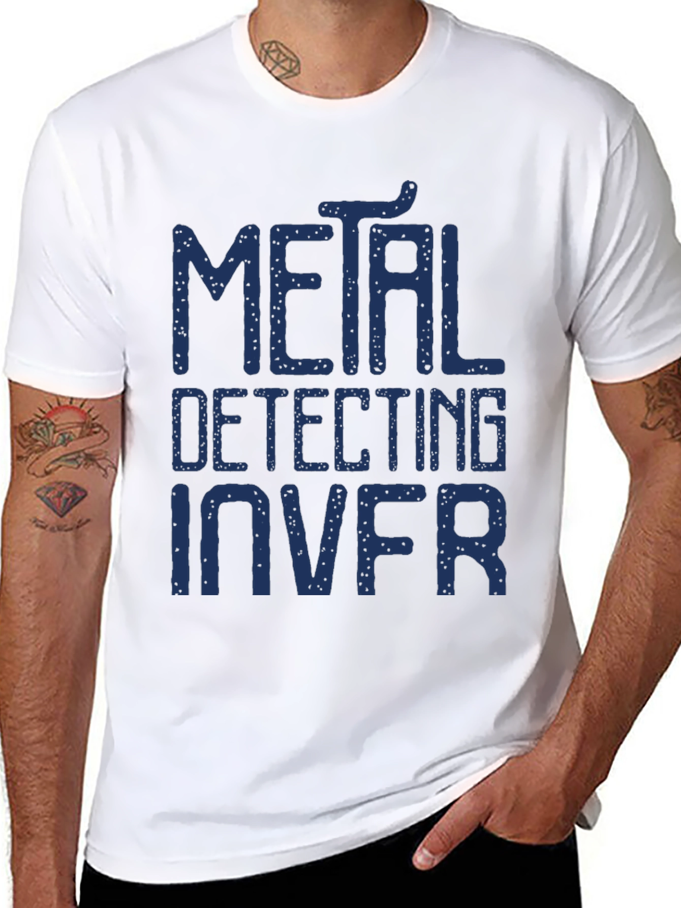 Metal Detecting T-Shirt - Blue Text on Black