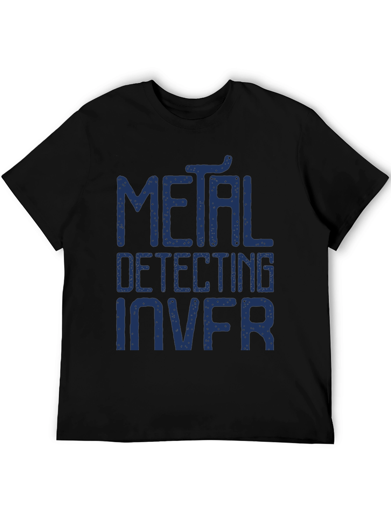 Metal Detecting T-Shirt - Blue Text on Black