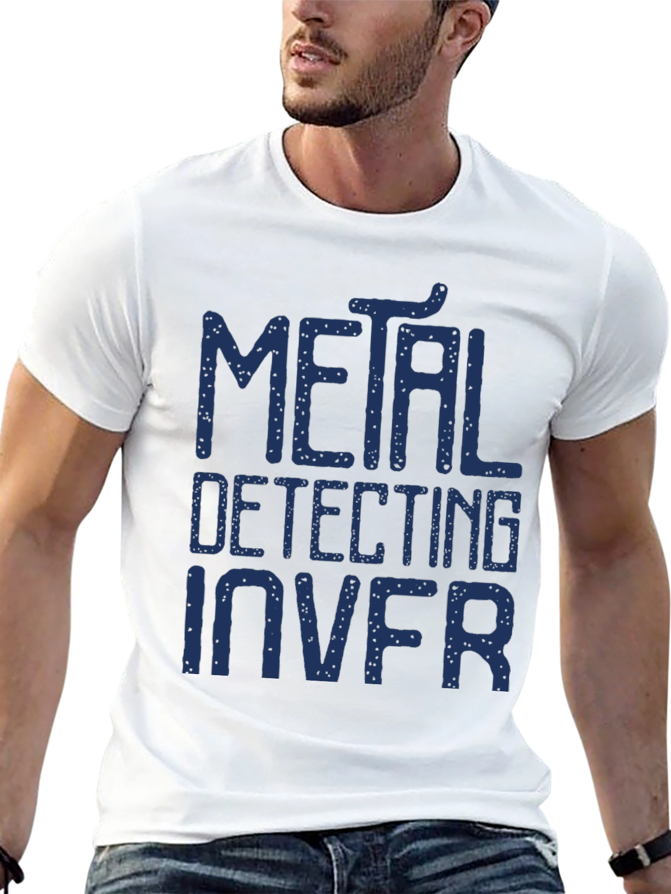 Metal Detecting T-Shirt - Blue Text on Black