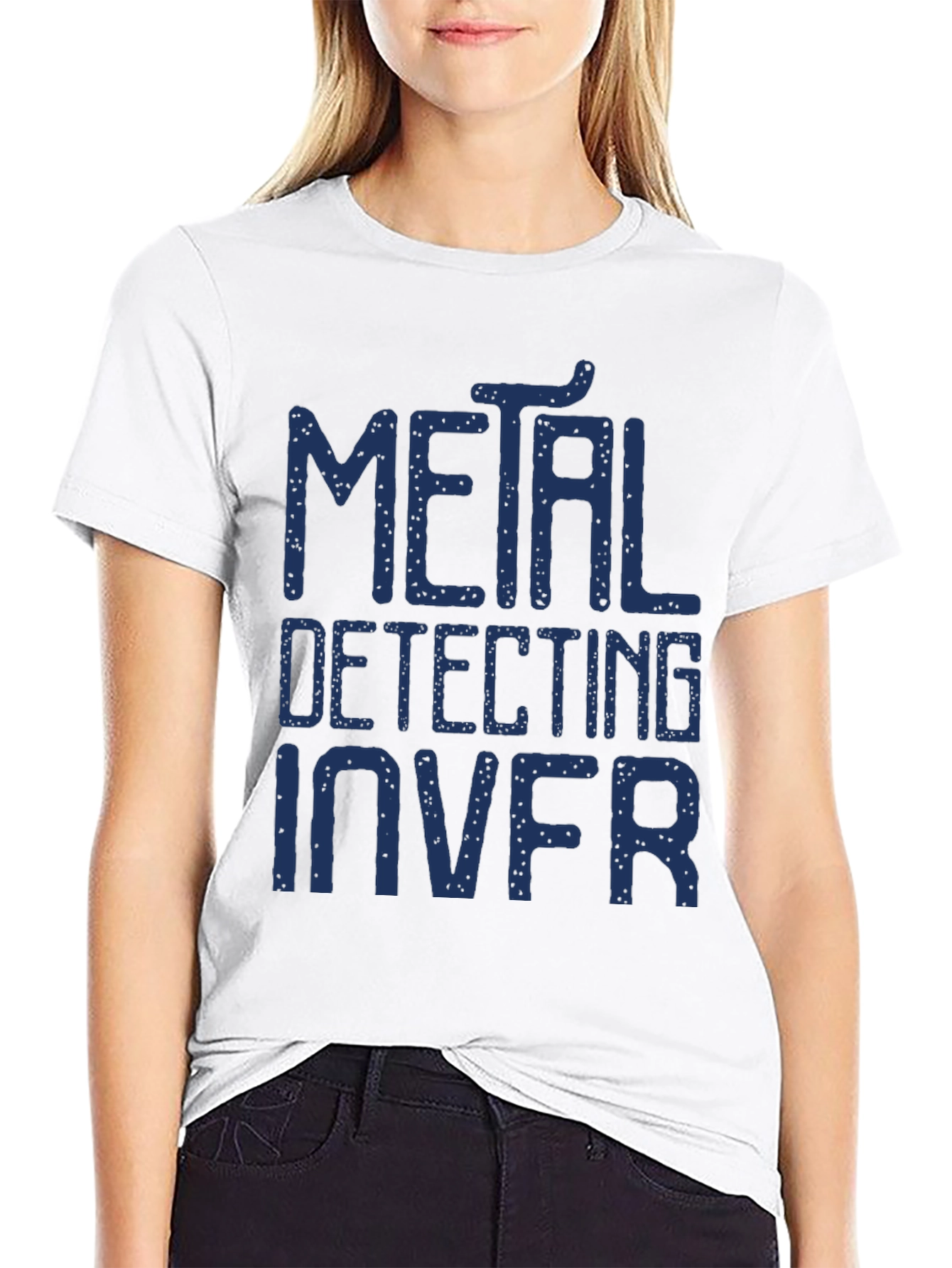 Metal Detecting T-Shirt - Blue Text on Black
