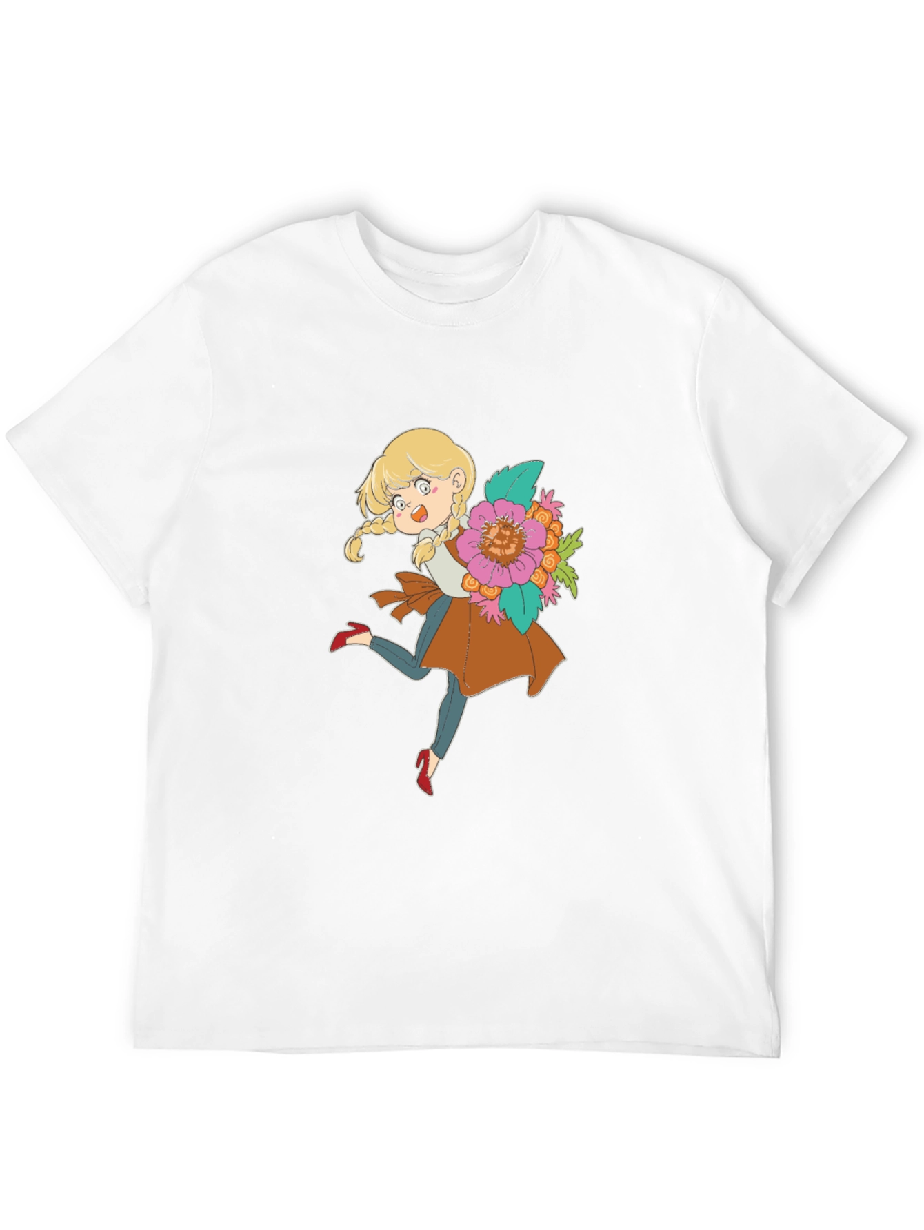 Floral Girl Cartoon Graphic Tee
