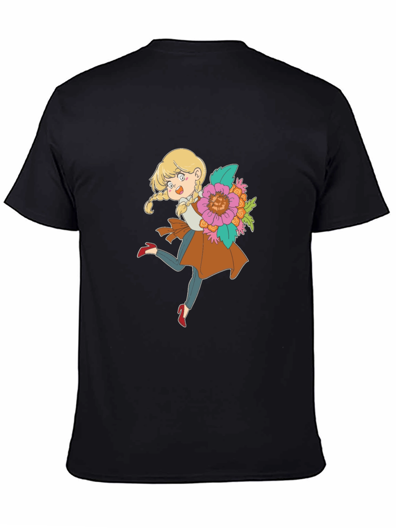 Floral Girl Cartoon Graphic Tee