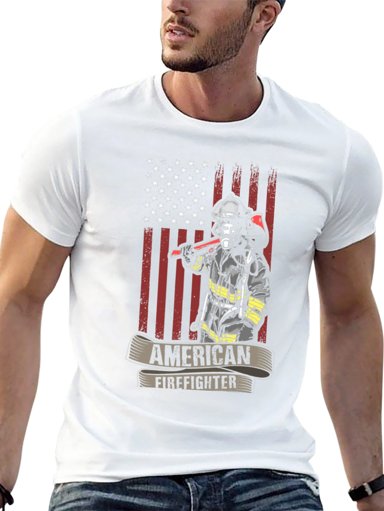 American Firefighter T-Shirt - USA Flag Design
