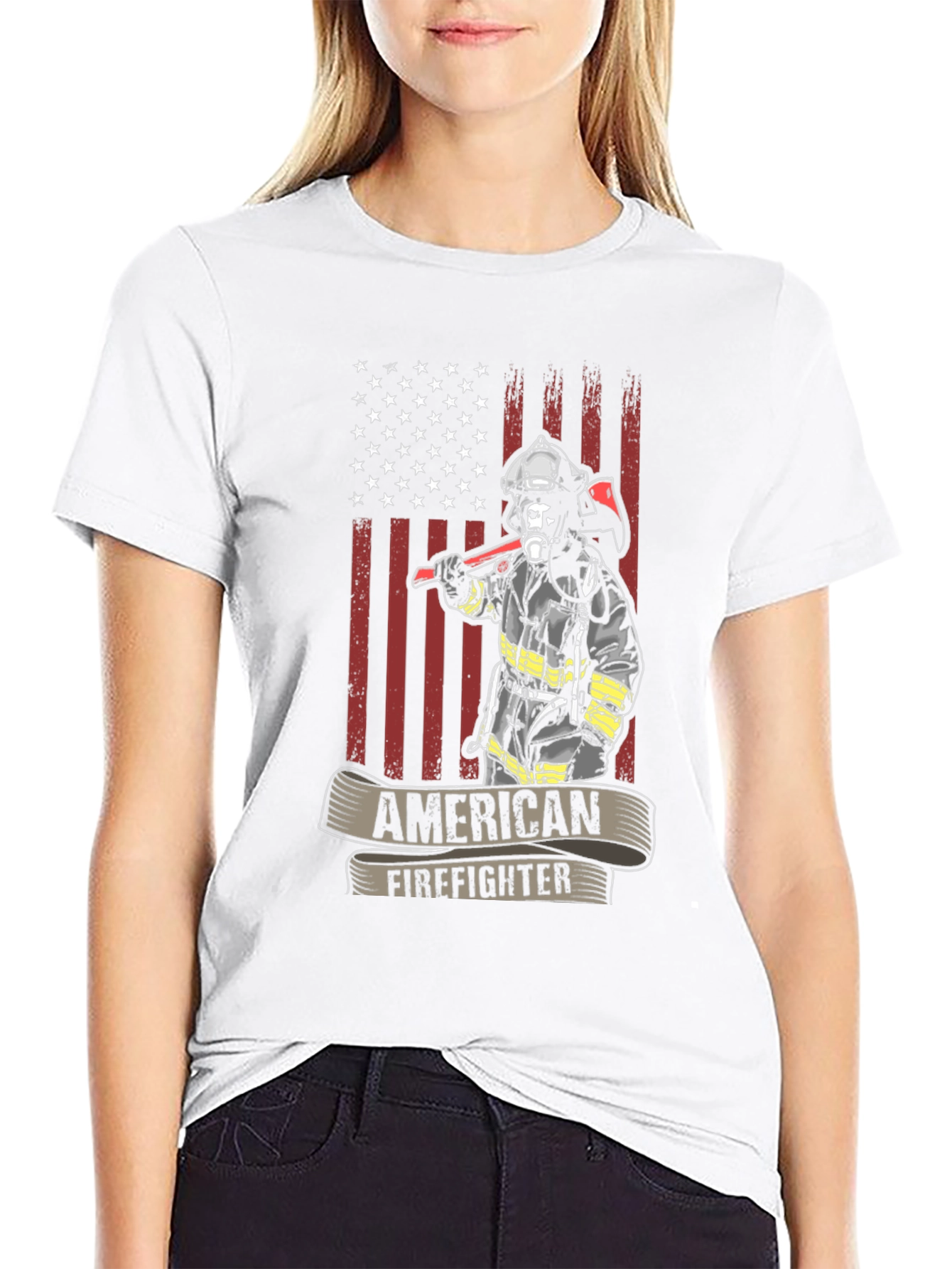 American Firefighter T-Shirt - USA Flag Design