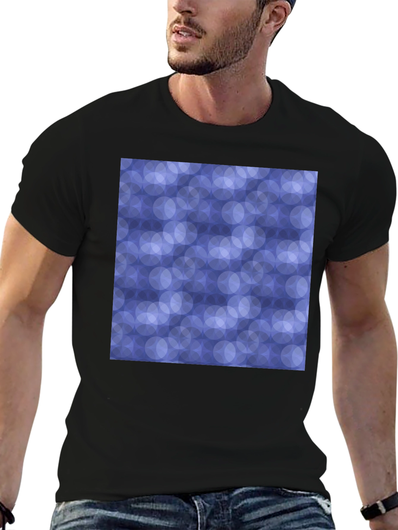 Abstract Circle Pattern Black T-Shirt