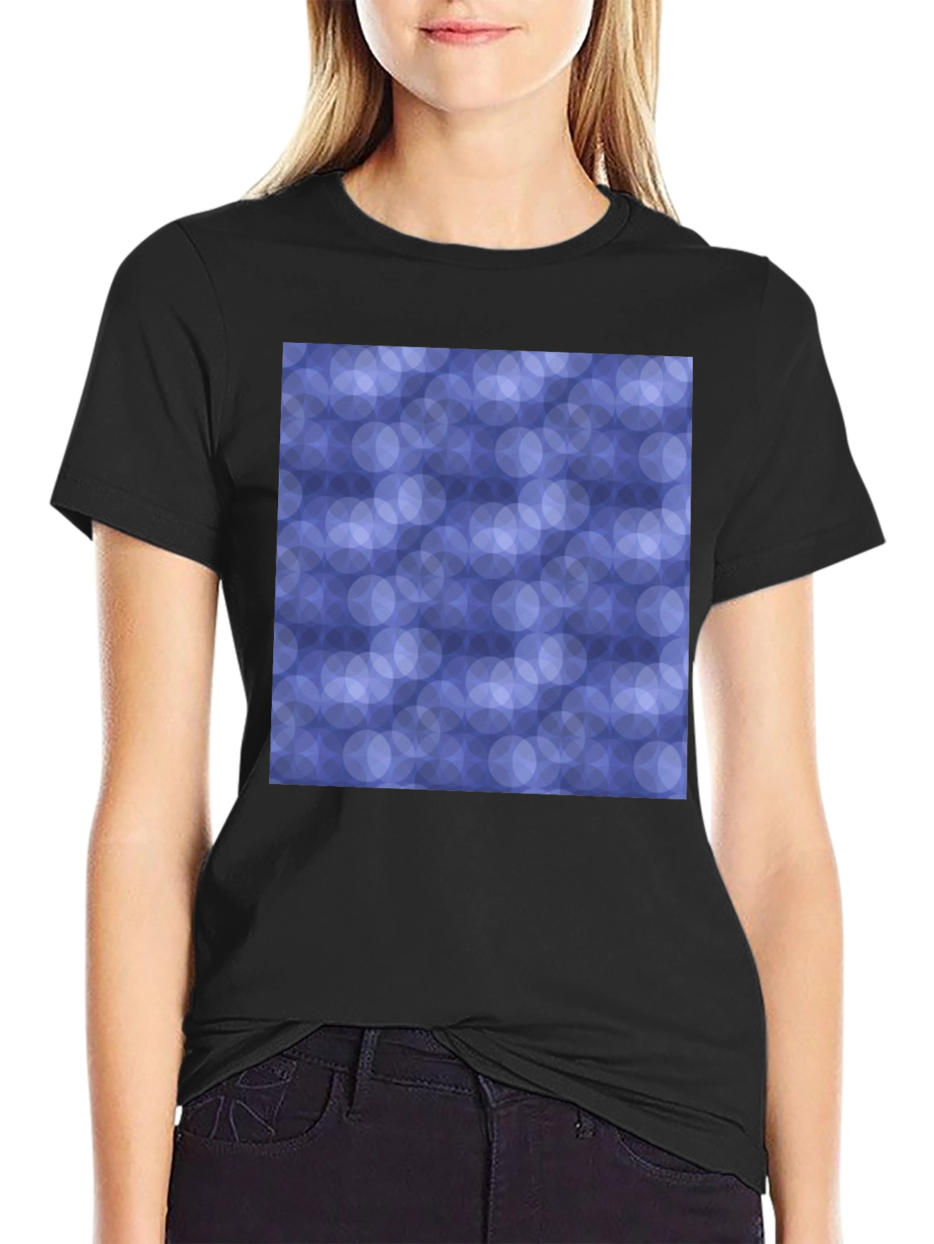 Abstract Circle Pattern Black T-Shirt