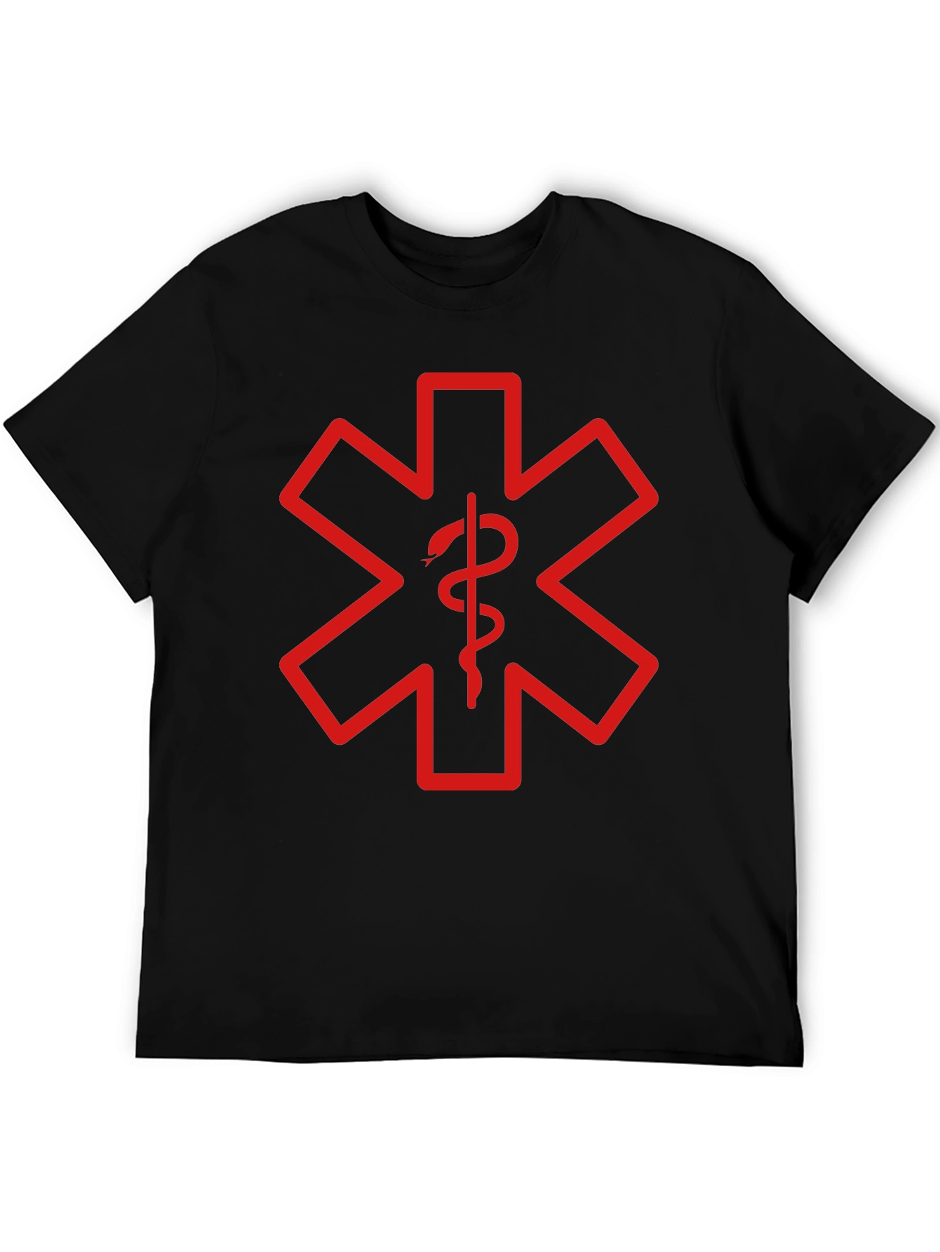 Black T-Shirt with Red Star of Life