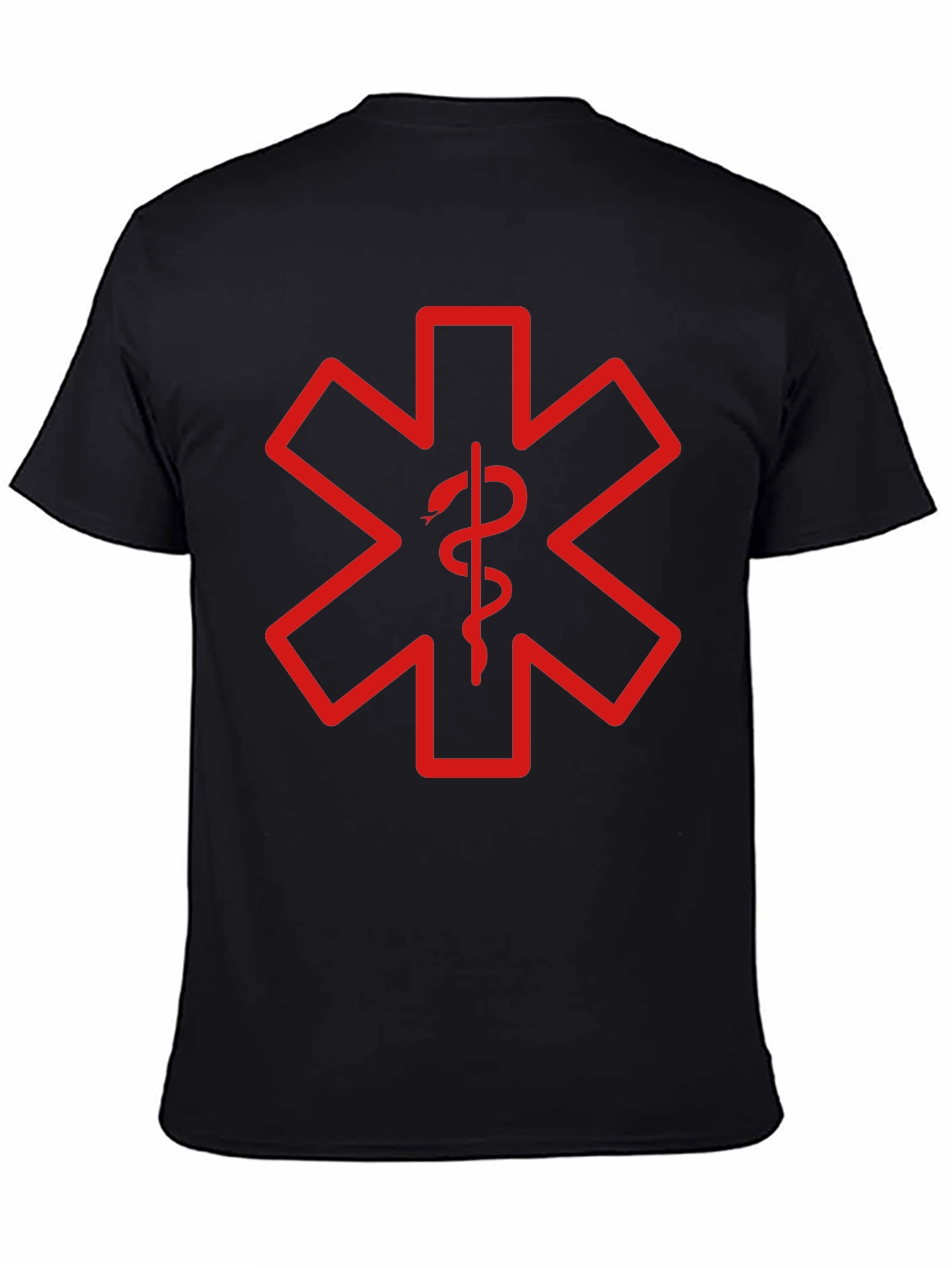 Black T-Shirt with Red Star of Life