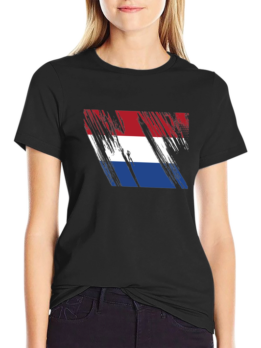 Netherlands Flag Brushstroke Graphic T-Shirt