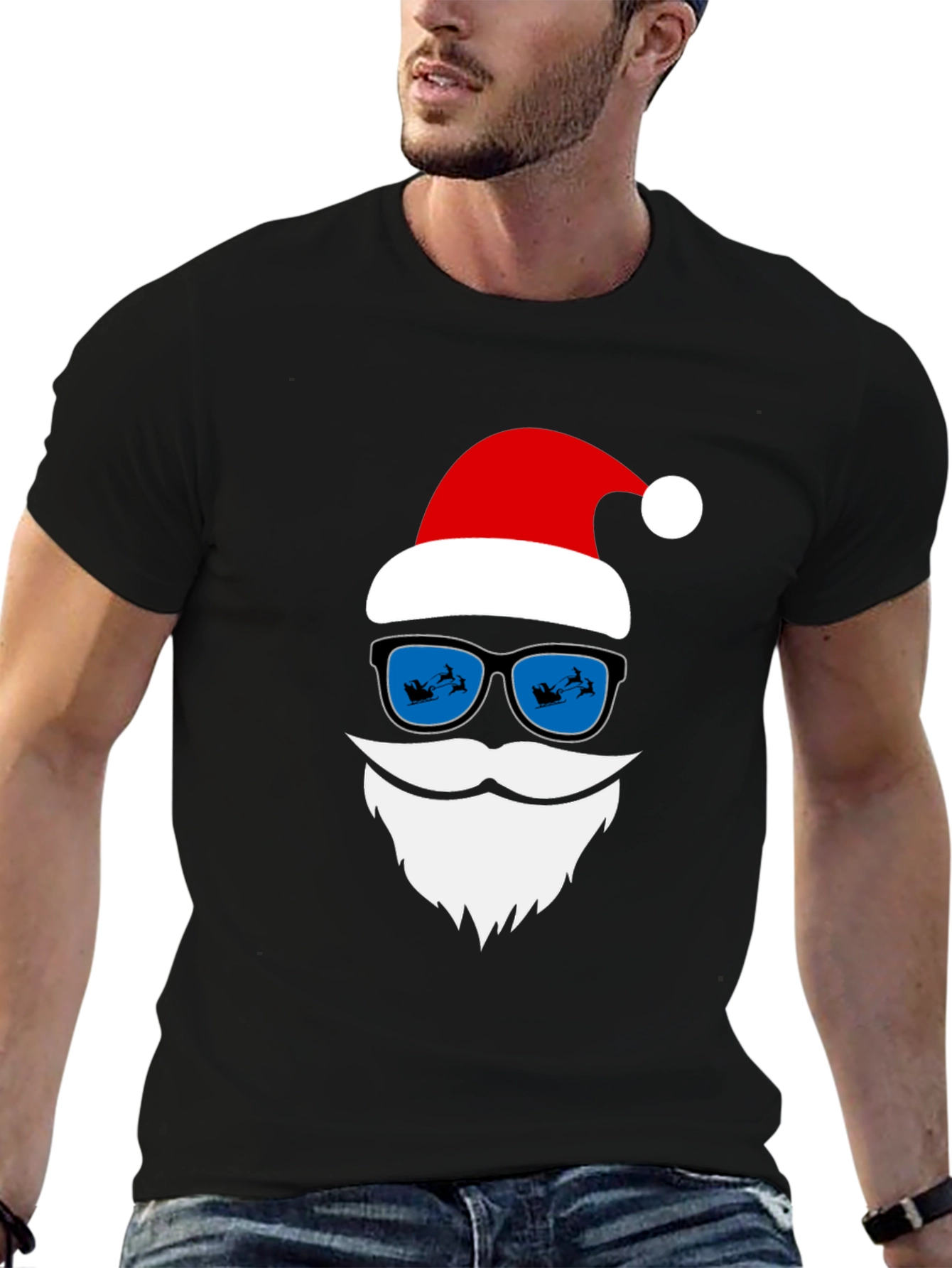 Cool Santa T-Shirt with Sunglasses Christmas Holiday Tee