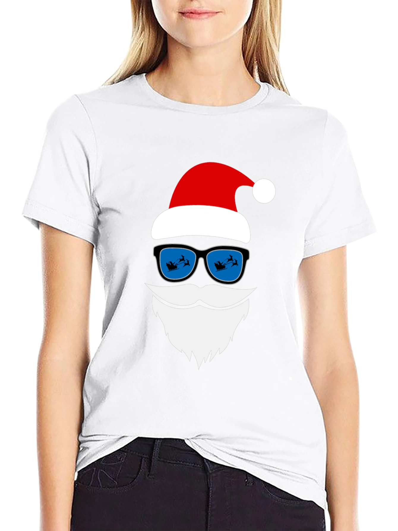 Cool Santa T-Shirt with Sunglasses Christmas Holiday Tee