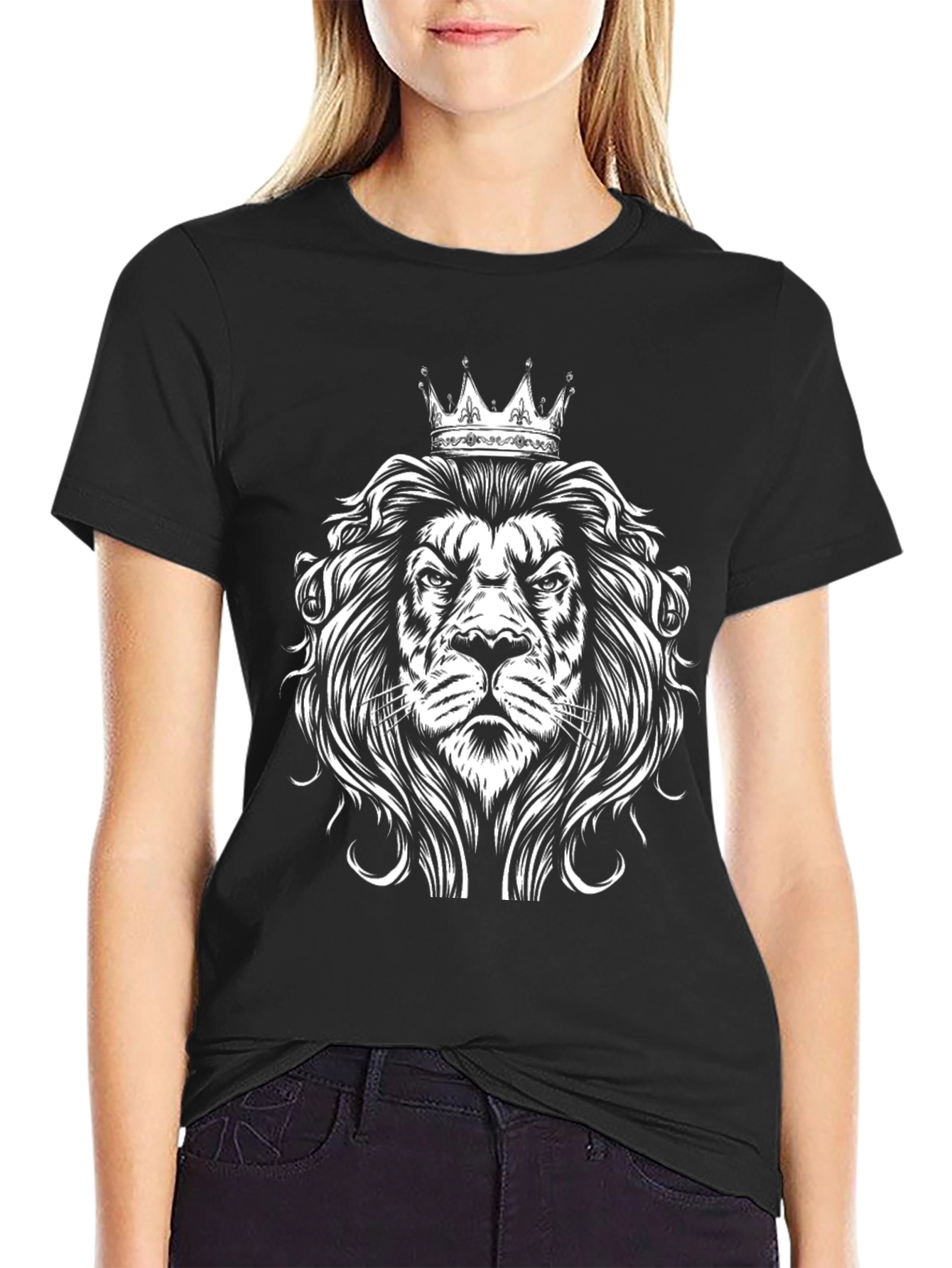 Lion King Crown Graphic T-Shirt - Black