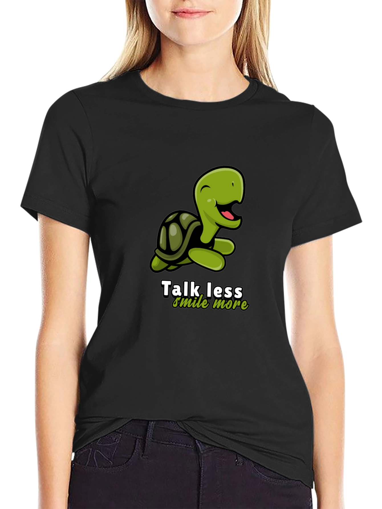 Talk Less Smile More Turtle Graphic T-Shirt