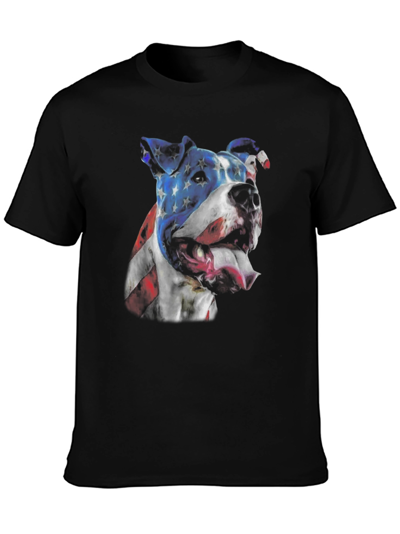 American Flag Dog Graphic Tee - Patriotic Pitbull Shirt