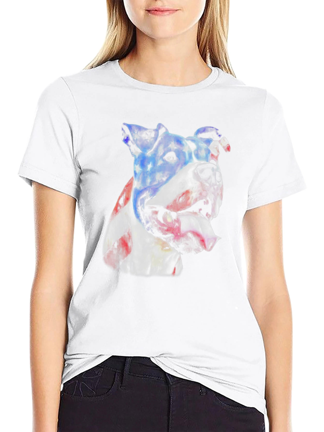 American Flag Dog Graphic Tee - Patriotic Pitbull Shirt