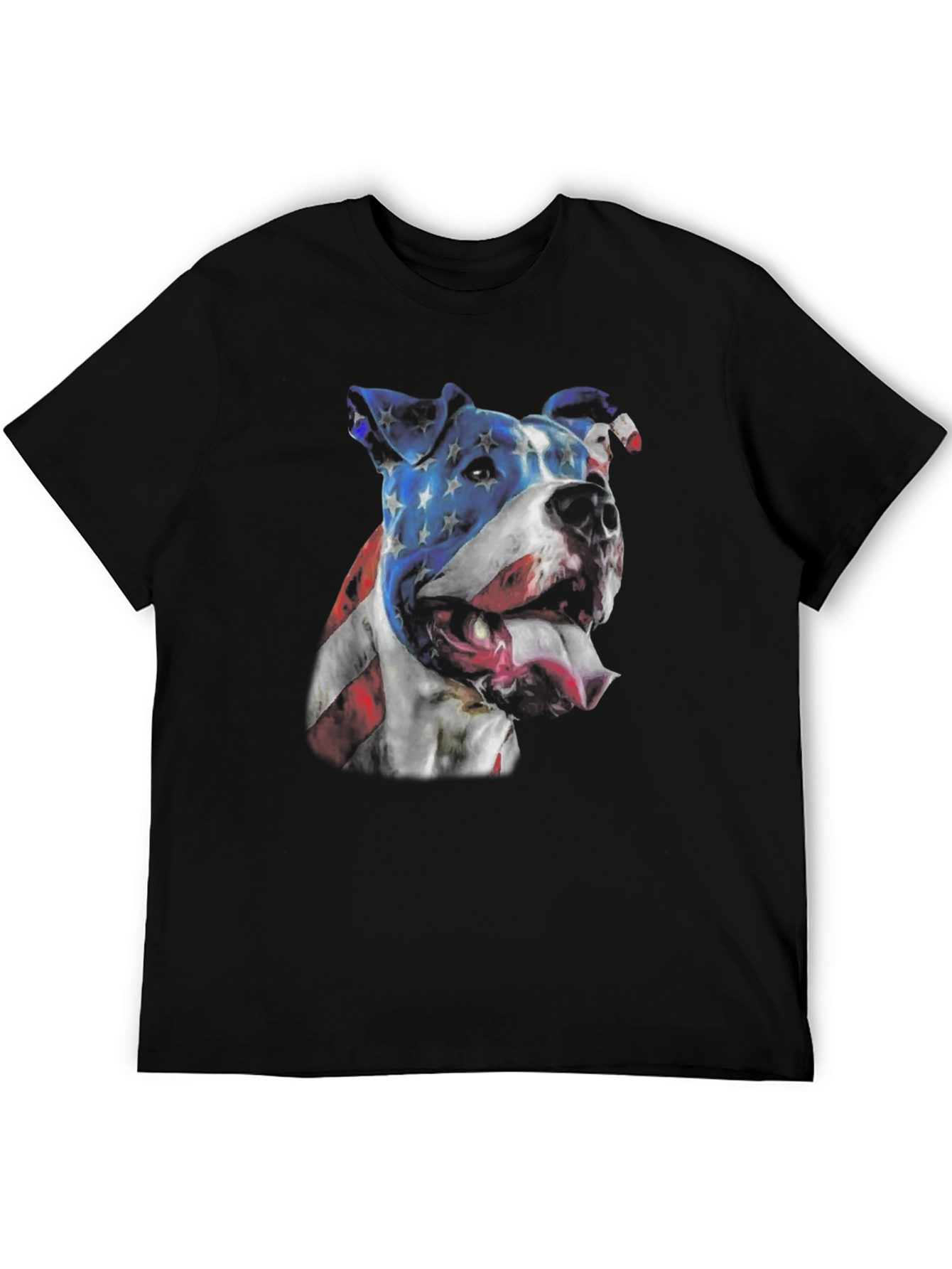 American Flag Dog Graphic Tee - Patriotic Pitbull Shirt
