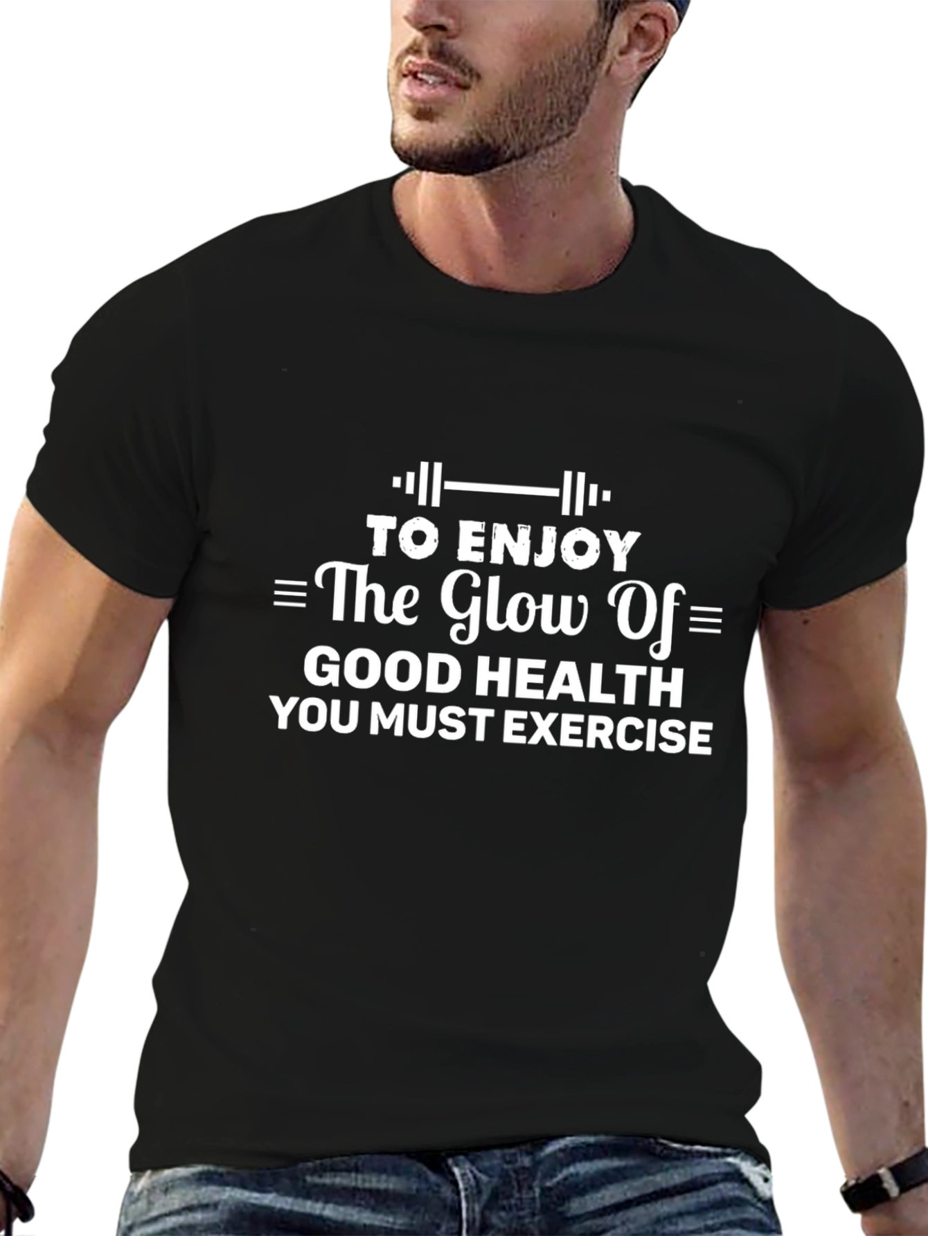 Fitness Motivation T-Shirt: Good Health Exercise Black Tee